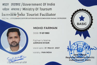 Mohd Farman, Tour Guide License