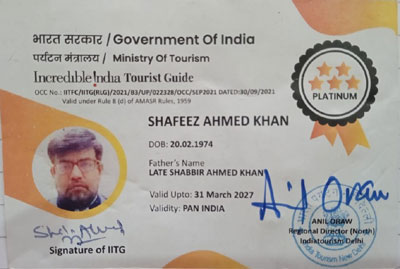 Shafeez Ahmed Khan, Tour Guide License